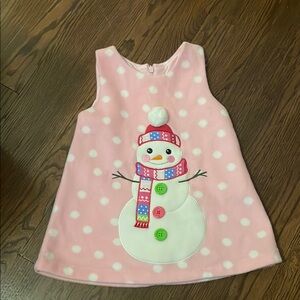 Pink Polka Dot Snowman Dress